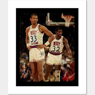 Kareem Abdul Jabbar #33 and Magic Johnson #32 Posters and Art